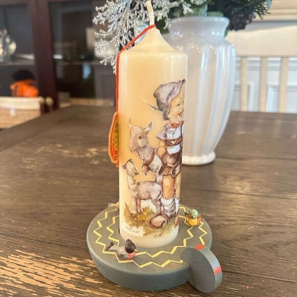 M.J Hummel Hand Dipped Candle‎ Boy & Goat with ANRI Italy Candle Holder Vintage - Picture 3 of 12